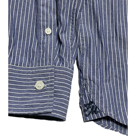 MADE IN ITALY製 FRANKLIN MARSHALL SLIM FIT 長袖ストライプシャツ ダンガリー Sサイズ