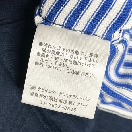 MADE IN ITALY製 D・M・G・ ボーダー柄コットンセーター ネイビー Mサイズ