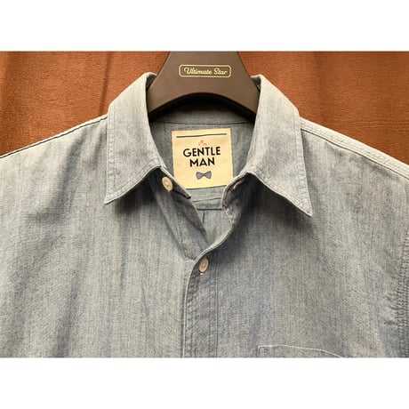 MADE IN JAPAN製 MISTERGENTLEMAN ダンガリー×ギンガムチェックドッキングシャツ ライトインディゴ×レッド Mサイズ
