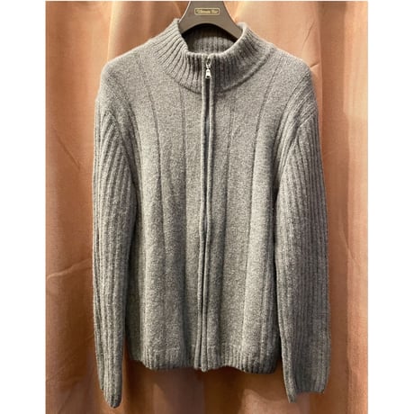 MADE IN ITALY製 EMOZIONI UOMO フルジップウールカーディガン グレー Mサイズ