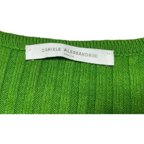 MADE IN ITALY製 DANIELE ALESSANDRINI Vネックセーター グリーン XLサイズ