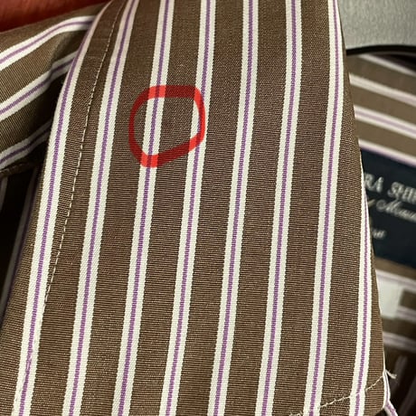 ▲訳あり商品▲ MADE IN JAPAN製 KAMAKURA SHIRTS イタリア生地長袖ストライプタブカラーシャツ ブラウン×パープル