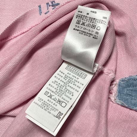 ▲訳あり商品▲ Polo By Ralph Lauren ダメージ加工ポロシャツ ピンク Sサイズ