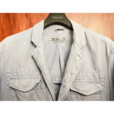 ▲訳あり商品▲ MADE IN ITALY製 JACOB COHEN テーラードジャケット型コットンヘンプジャケット サックスブルー Lサイズ