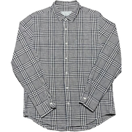 NANO UNIVERSE French Linen 長袖チェック柄リネンコットンシャツ ネイビー Lサイズ