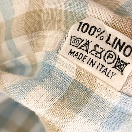 ▲訳あり商品▲ 【BARNEYS NEWYORK 取り扱い】 MADE IN ITALY製 Finamore ギンガムチェック柄 長袖リネンスキッパーシャツ マルチカラー Sサイズ