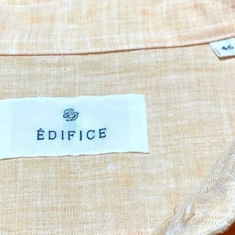 MADE IN JAPAN製 EDIFICE 長袖リネンシャツ オレンジ 46/Mサイズ