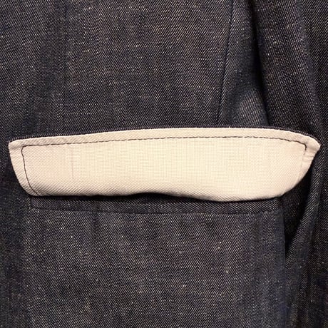 MADE IN ITALY製 Care label Premium Garment デニムダブルテーラードジャケット インディゴ Sサイズ