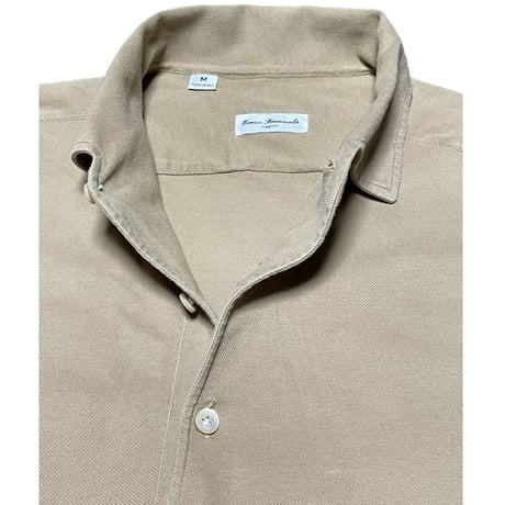【SHIPS取り扱い】MADE IN ITALY製 Errico Formicola 鹿の子長袖ポロシャツ ベージュ Mサイズ