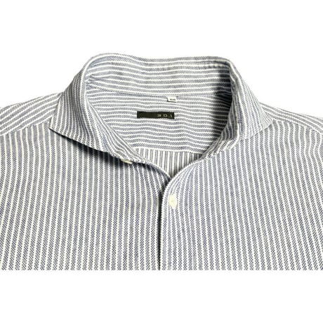 MADE IN JAPAN製 301 TRECHENTOUNO 長袖ニットストライプシャツ ブルー 50サイズ