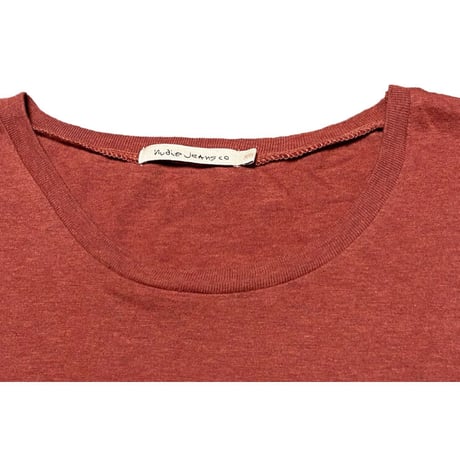 nudie jeans 無地ポケット付きオーガニックコットンTシャツ バーガンディ XSサイズ
