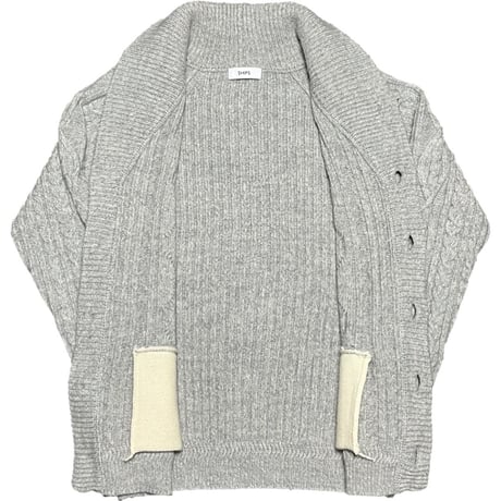 SHIPS ショールカラーウールナイロンカーディガン グレー Sサイズ