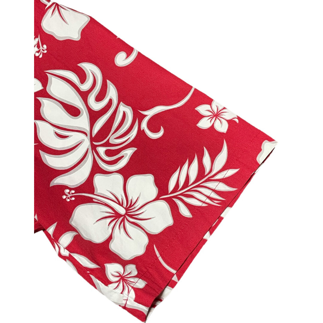 Made in Hawaii製 ALOHA REPUBLIC 花柄アロハシャツ レッド Lサイ
