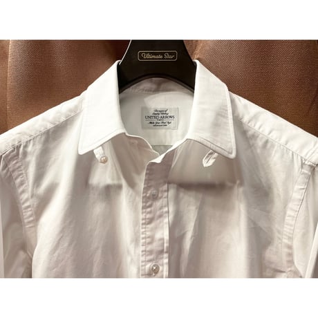 MADE IN JAPAN製 UNITED ARROWS 長袖タブカラーシャツ ホワイト 39サイズ