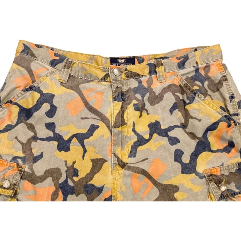 激レア WU WEAR JEANS 迷彩カーゴハーフパンツ マルチカラー W34サイズ 