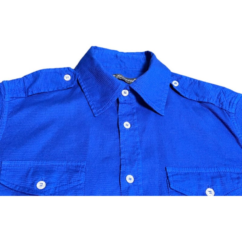 MADE IN ITALY製 Fraizzoli 長袖エポーレットシャツ ロイヤル