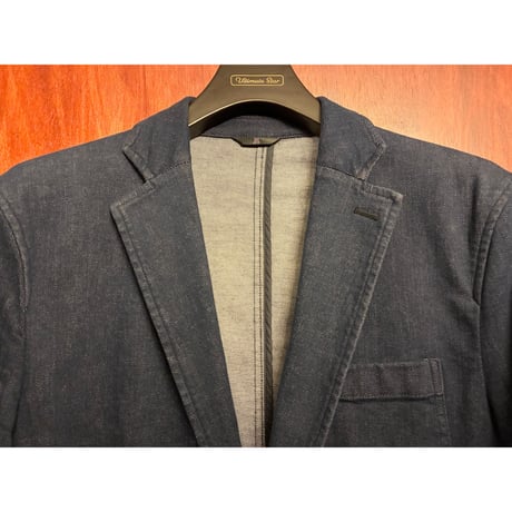 MADE IN JAPAN製 LANVIN COLLECTION デニムニット テーラードジャケット インディゴ 48サイズ