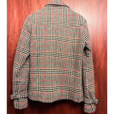 レア MADE IN JAPAN製 PHENOMENON 2007年モデル チェック柄 ウールナイロンPコート グレー×レッド Mサイズ