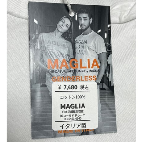 ★新品★ MADE IN ITALY製 MAGLIA「ZOO」ロゴプリント クルーネックTシャツ ホワイト ユニセックス