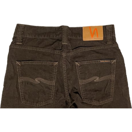 MADE IN ITALY製 nudie Jeans オーガニックコットンコーデュロイパンツ ダークブラウン W28-L32サイズ