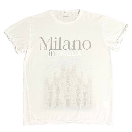 ★新品★ MADE IN ITALY製 MAGLIA 2025年AWモデル 「Milano in MAGLIA」 イタリア都市 プリント クルーネックTシャツ ホワイト×ミラノグレー M～XLサイズ