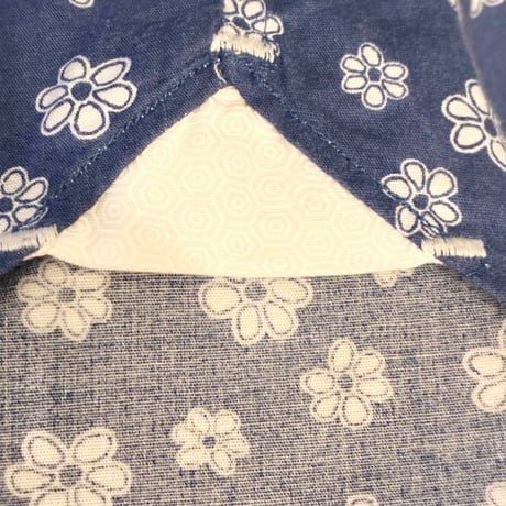 MADE IN ITALY製 ORIAN Vintage Slim Fit 花柄 長袖シャツ ネイビー Sサイズ