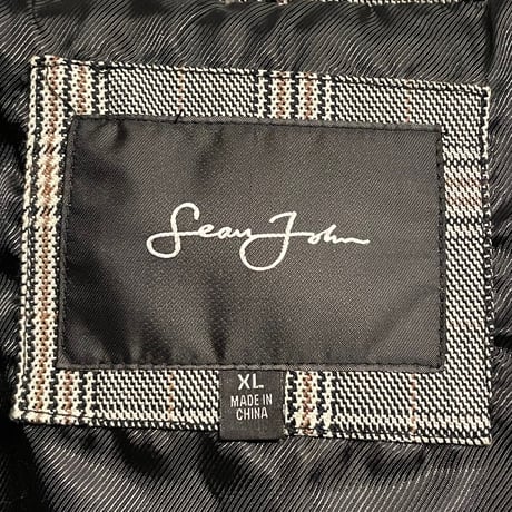 Sean John オーバーサイズチェック柄ダウンジャケット グレー XLサイズ