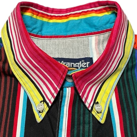 Wrangler メキシカンラグカラー長袖ボタンダウンコットンシャツ マルチカラー 16 1/2-35サイズ