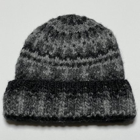 ☆タグ付き新古品☆ MADE IN MEXICO CHAMULA HANDKNITS ウールニット帽 ブラック×グレー メキシコ製