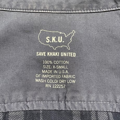 MADE IN USA製 SAVE KHAKI UNITED 長袖チェック柄コットンシャツ ネイビー XSサイズ