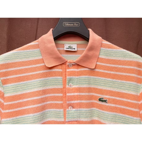 MADE IN JAPAN製 LACOSTE 半袖ボーダー柄パイルポロシャツ マルチカラー 3サイズ