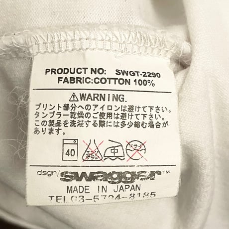 MADE IN JAPAN製 SWAGGER 「WARRIORS」 マイクデザイン プリントTシャツ ホワイト Lサイズ