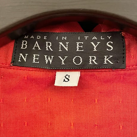 MADE IN ITALY製 BARNEYS NEWYORK 半袖開襟シャツ レッド Sサイズ