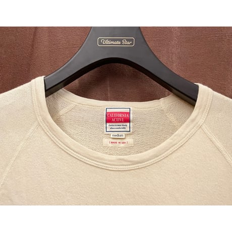MADE IN USA製 CALIFORNIA ACTIVE 半袖スウェットTシャツ クリーム Mサイズ