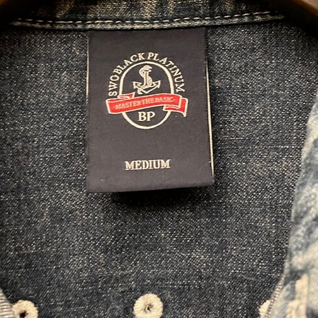 MADE IN JAPAN製 SWAGGER BLACK PLATINUM 長袖デニムシャツ インディゴ Mサイズ