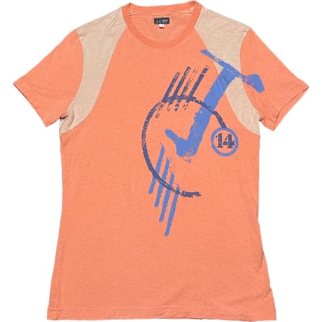 MADE IN ITALY製 ARMANI JEANS 半袖クルーネックTシャツ オレンジ Mサイズ