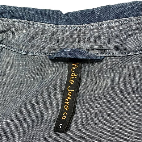 nudie jeans オーガニックコットン長袖デニムプルオーバーシャツ インディゴ Sサイズ