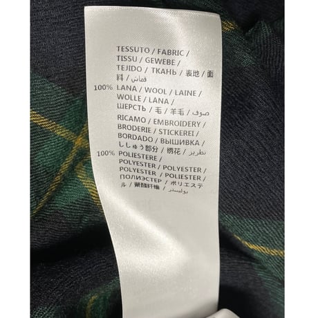 STELLA McCARTNEY チェック柄長袖ロング丈ウールシャツ グリーン 40サイズ