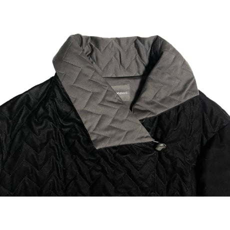 EMPORIO ARMANI ベロアキルティングジャケット ブラック×チャコールグレー 40サイズ