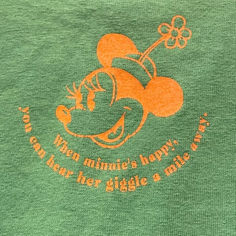 MADE IN USA製 PLASTIC TOYS MINNIE MOUSE プリントTシャツ グリーン Sサイズ