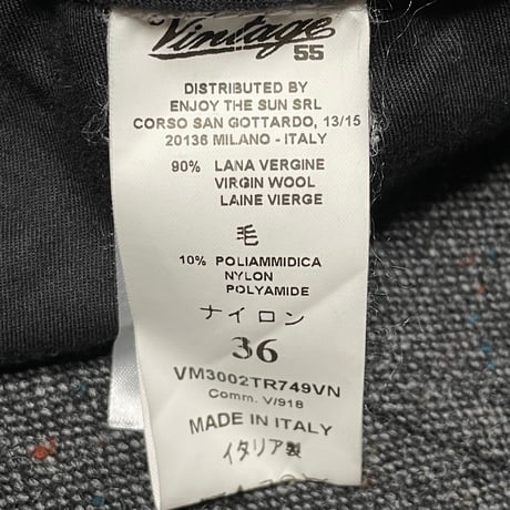 MADE IN ITALY製 Vintage 55 ウールスラックス チャコールグレー 36サイズ