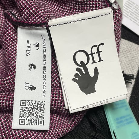 ★新品★ MADE IN ITALY製 2021-22FW OFF-WHITE ARROWS SCARF BLACK FUCHSIA マフラー ホワイト×ブラック