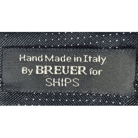 【SHIPS 取り扱い】 MADE IN ITALY製 BREUER for SHIPS HANDMADE レジメンタルドット柄シルクネクタイ ネイビー