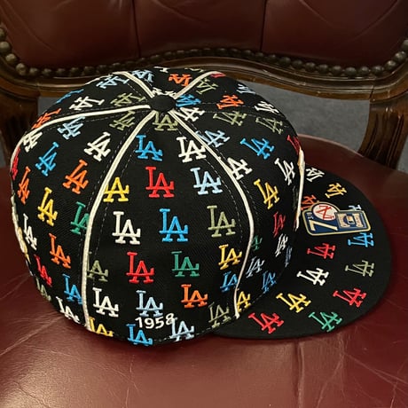 American Needle × LOS ANGELES DODGERS 総柄ベースボールキャップ ブラック 7-3/8