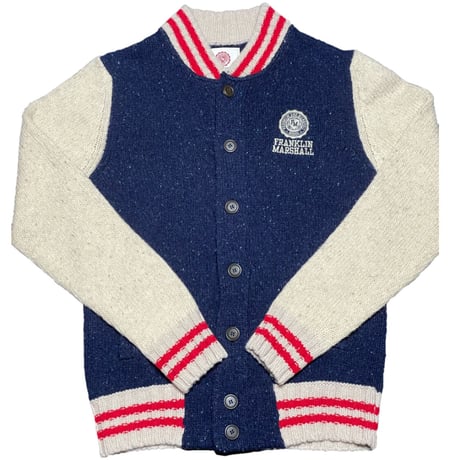 MADE IN ITALY製 FRANKLIN MARSHALL VARSITY スタジャン型カーディガン ネイビー Lサイズ