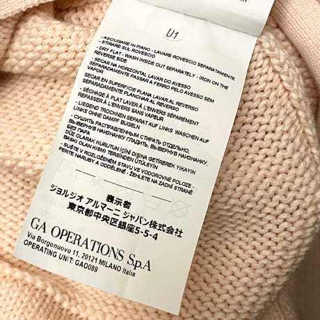 EMPORIO ARMANI リボン付きクルーネックコットンセーター グレー×ピンク 40サイズ