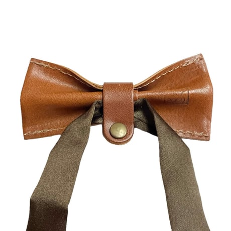 ★新品★ MADE IN JAPAN製 Aging 栃木レザー使用 ハンドメイド本革レザー蝶ネクタイ ブラウン
