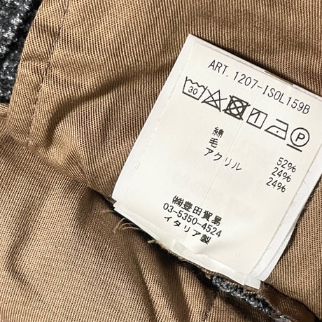 MADE IN ITALY製 BRIGLIA 1949 × BEAMS 千鳥格子柄コットンウールイージーニットスラックス チャコールグレー 48サイズ
