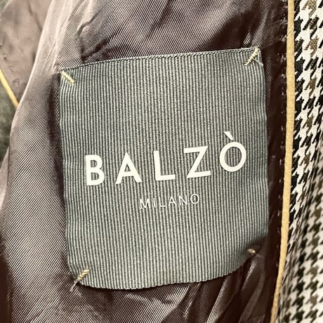 MADE IN ITALY製 BALZO 千鳥格子柄ニットテーラードジャケット マルチカラー 50サイズ