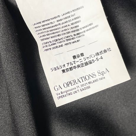 EMPORIO ARMANI ベロアキルティングジャケット ブラック×チャコールグレー 40サイズ